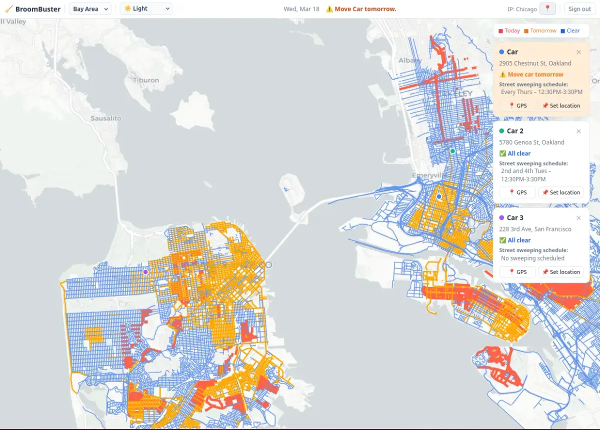 Street sweeping tracker