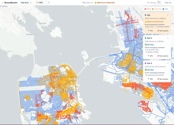 Street sweeping tracker