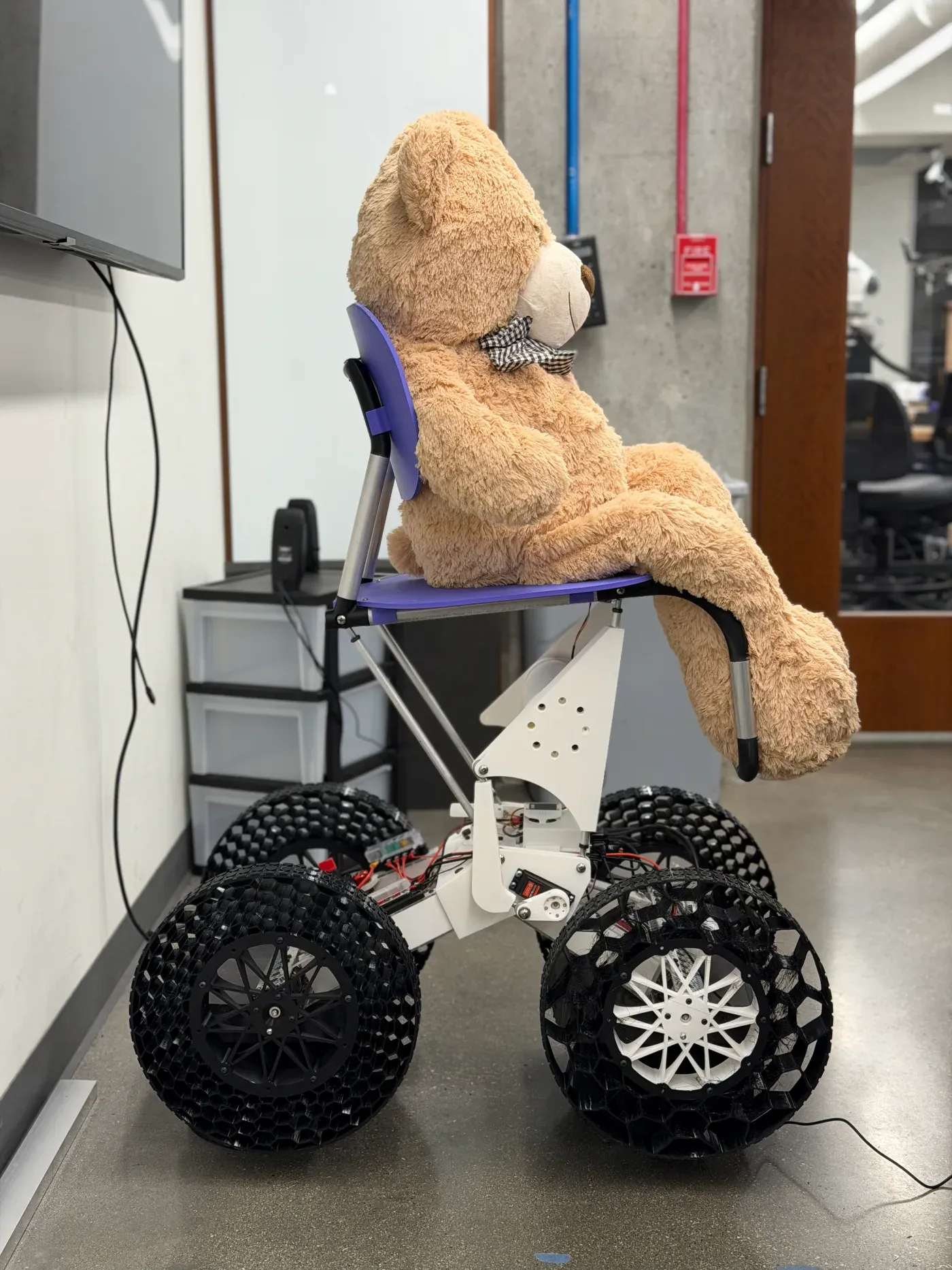 Bob riding the full-scale platform